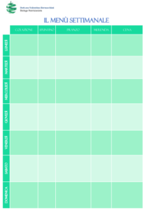 The Weekly Meal Planner La Programmazione Settimanale Dei Pasti Biologo Nutrizionista Dott Ssa Valentina Bernacchini Macerata Marche Italia Valentina Bernacchini Hotmail It Tel 39 339 75 37 129